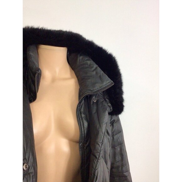 Via Spiga Down Jacket Puffer Coat Real Fur Trim Womens Large - Picture 6 of 8